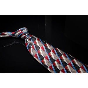 Hunter & Lords Black Red Geometric 100% Silk Men's Designer Tie